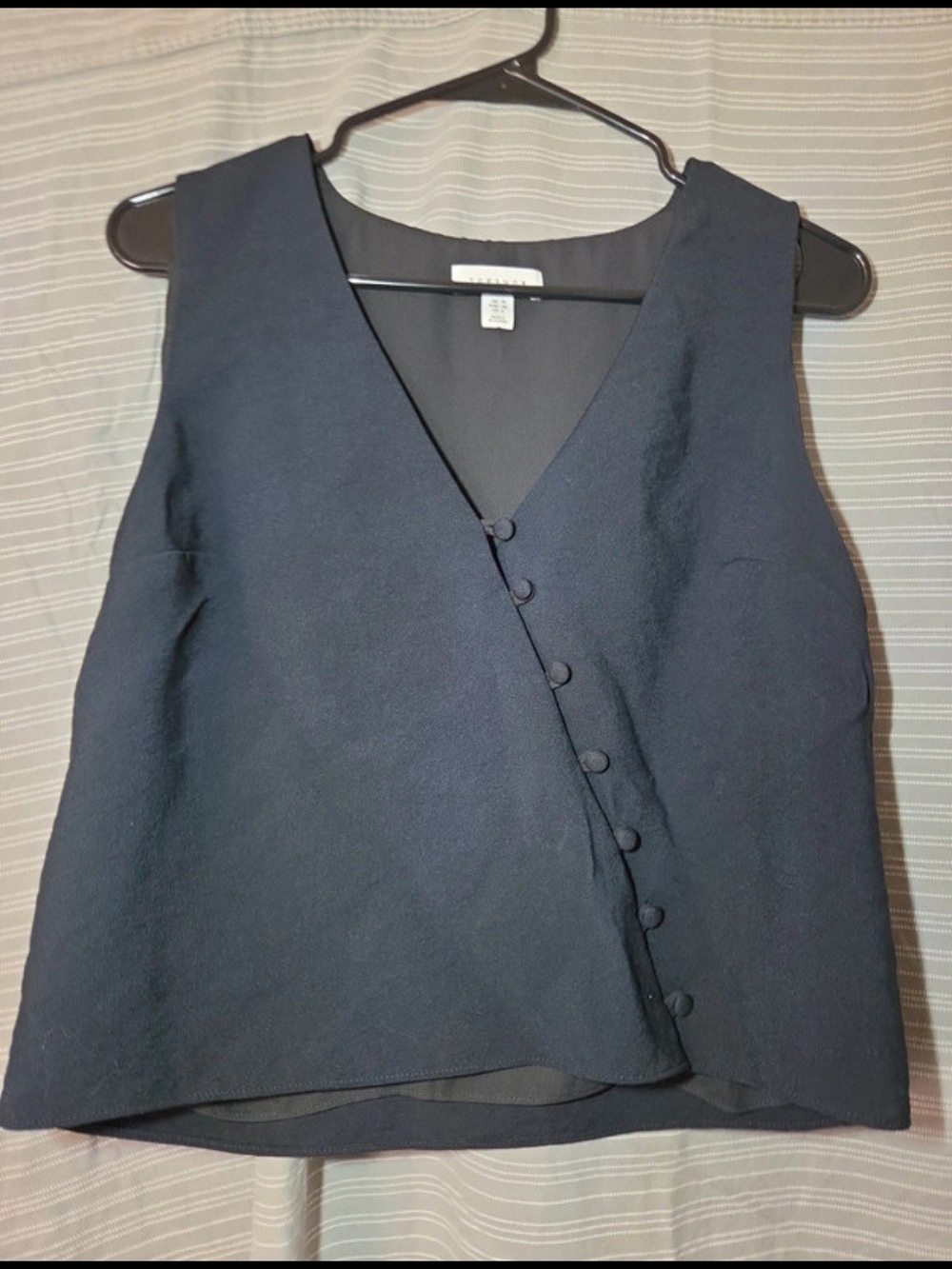 Topshop Black Asymmetric Button Tank Top